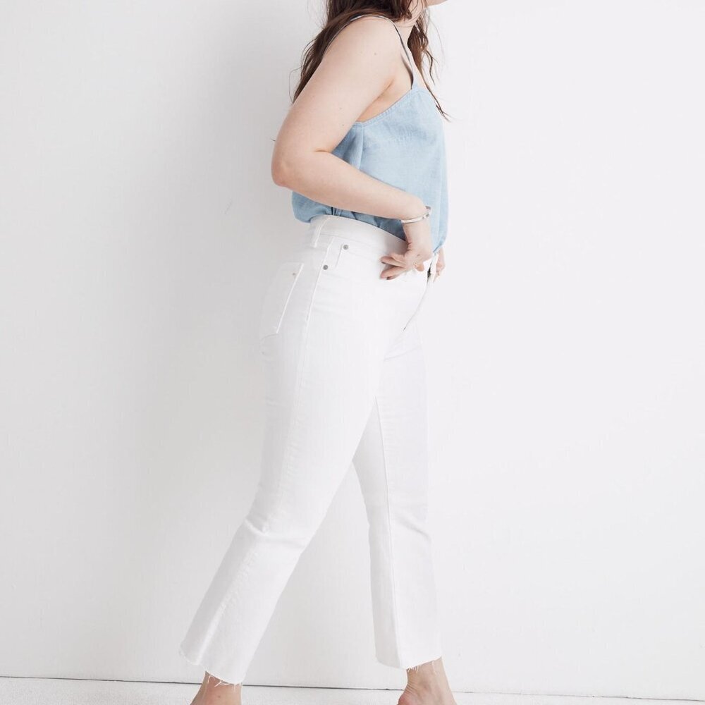 Madewell Women's White Cali Raw Edge Denim Boot Jeans